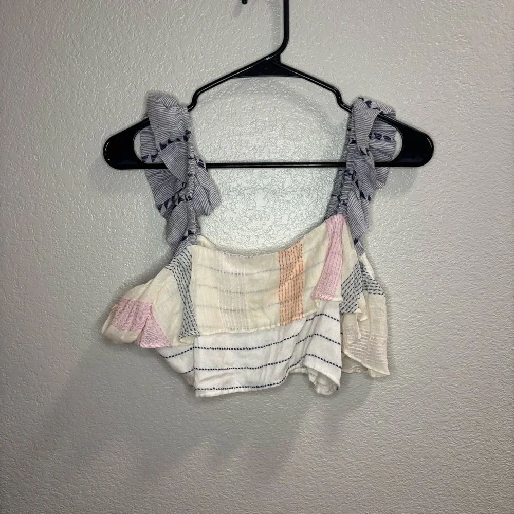 Striped Ruffle Crop Top - Picture 1 of 3